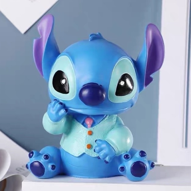 Tượng tô màu Stitch bằng nhựa vinyl - có thể bỏ ống heo ( kèm 6 màu và 1 cọ )