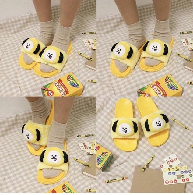 Dép đầu bông BT21, BT21 doll slipper , ver 3 hàng off