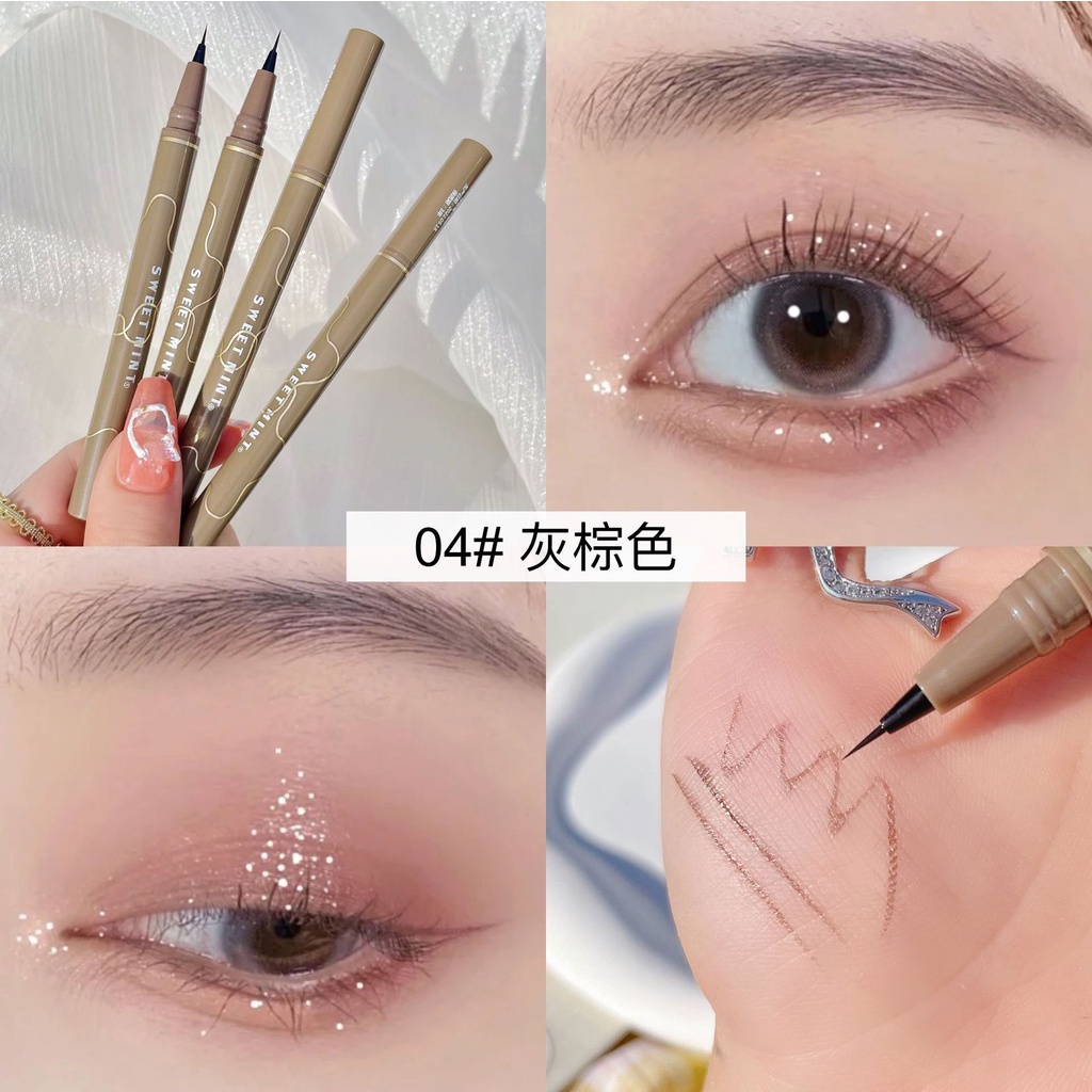 Kẻ mắt nước Sweet Mint, bút kẻ mắt đầu mảnh eyeliner màu đen nâu nội địa trung D45 - Sammi beauty