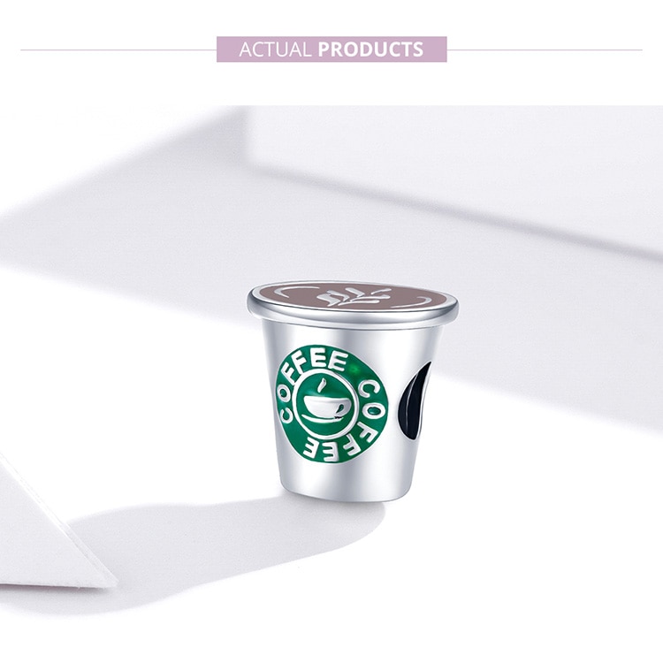 Mặt Trang Sức BAMOER SCC1545 Bằng Bạc 925 Hình Ly Cà Phê Dùng Thiết Kế Nữ Trang DIY