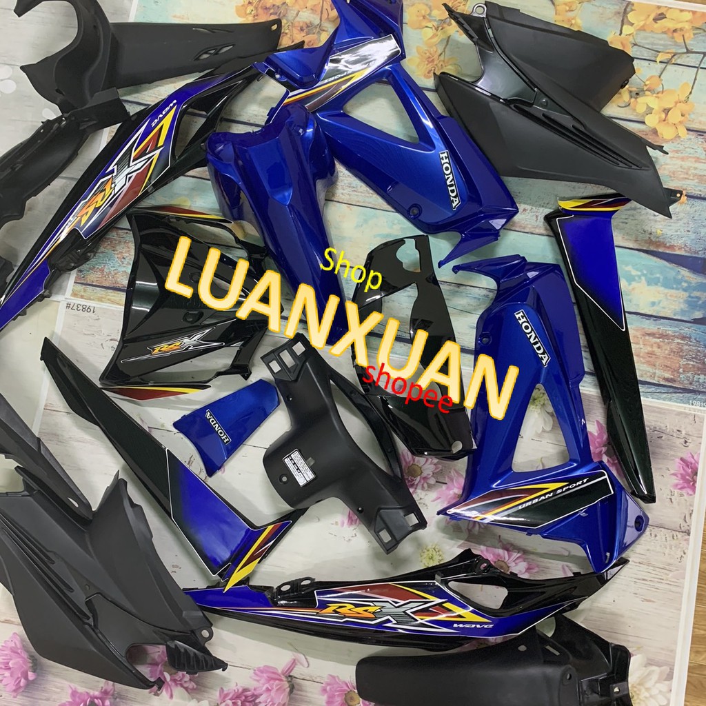 Bộ dàn áo xe wave RSX Màu XANH -RSX siêu nhân 2008 - RSX 100 đời 2008 đến 2012 -Full nhựa trắng nguyên sinh cao cấp