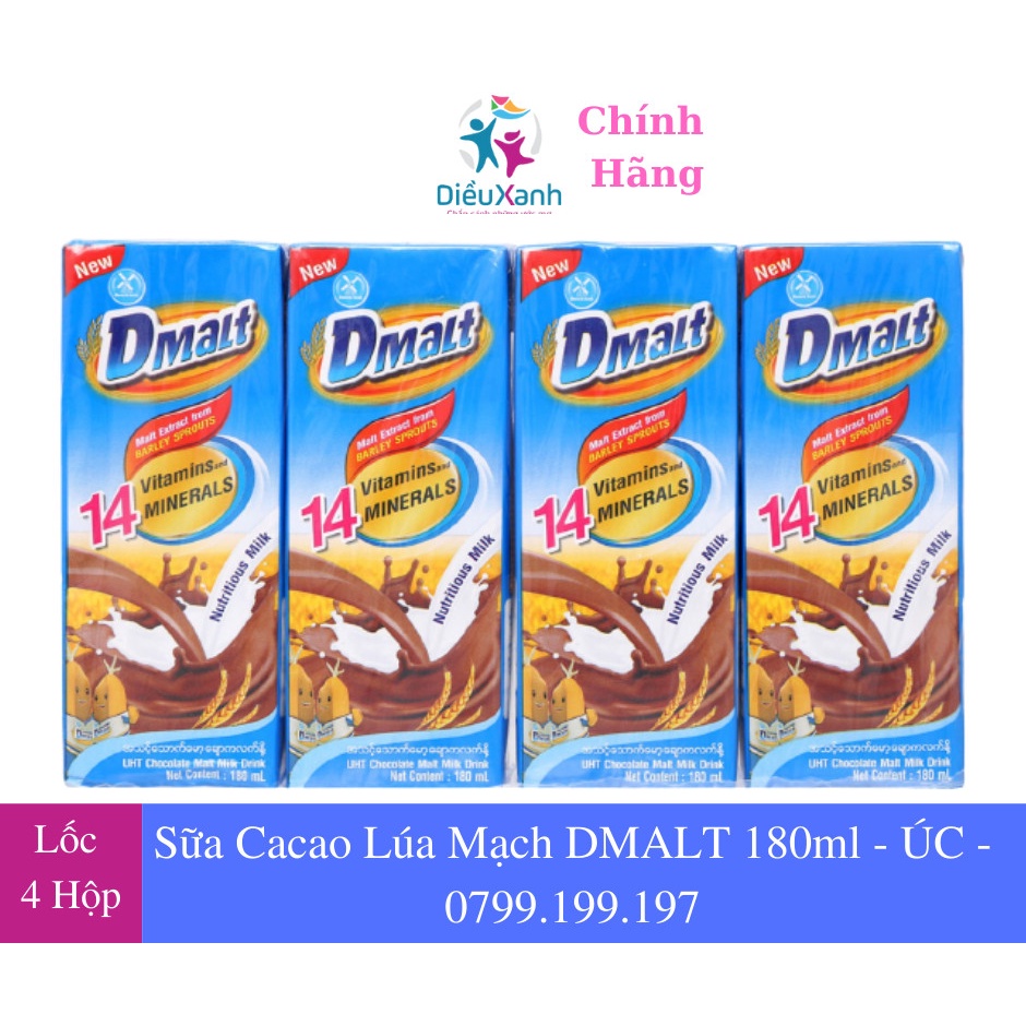 1 Lốc 4 DMALT - Sữa Cacao Lúa Mạch DMALT 180ml