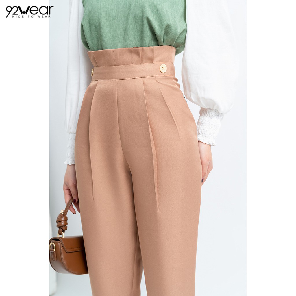 Quần baggy nữ cạp cao gấp ly QAW0680 - 92WEAR | BigBuy360 - bigbuy360.vn