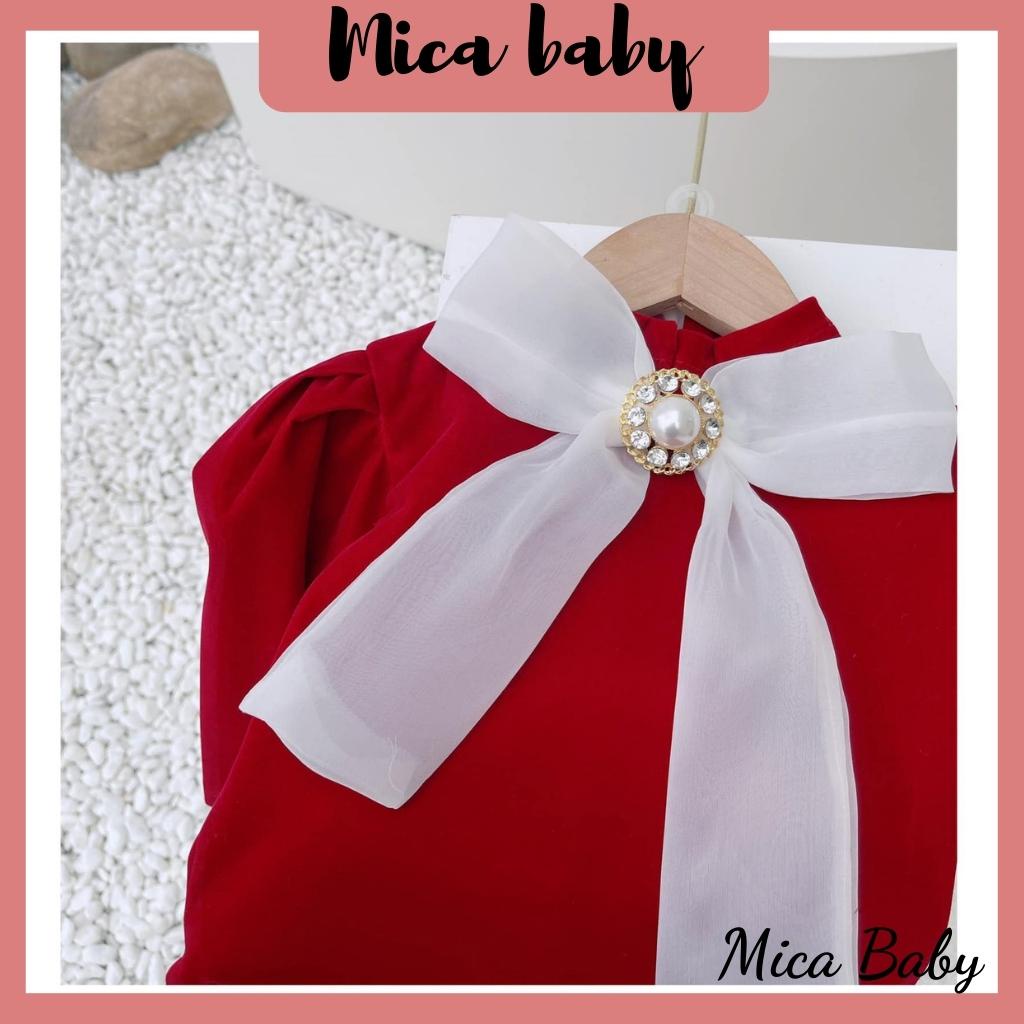 Áo dài truyền thống thiết kế nhung đỏ cao cấp cho bé gái Mica baby AD06
