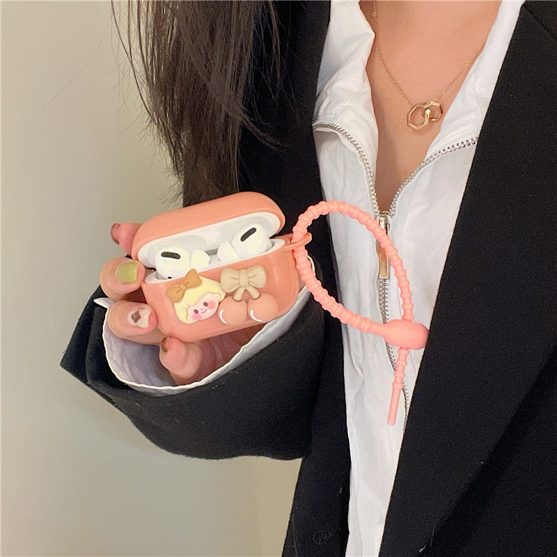 Vỏ bao đựng tại nghe airpod 3 Pinks em bé cherry bảo vệ bao đựng tai nghe không dây bluetooth