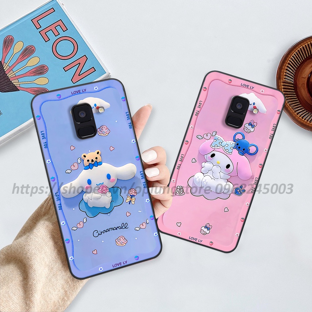 Ốp lưng Samsung A6 2018/ A6 Plus/ A8 2018/ A8 Plus/ J8 in hình 3D gấu cute cool ngầu giả nổi.