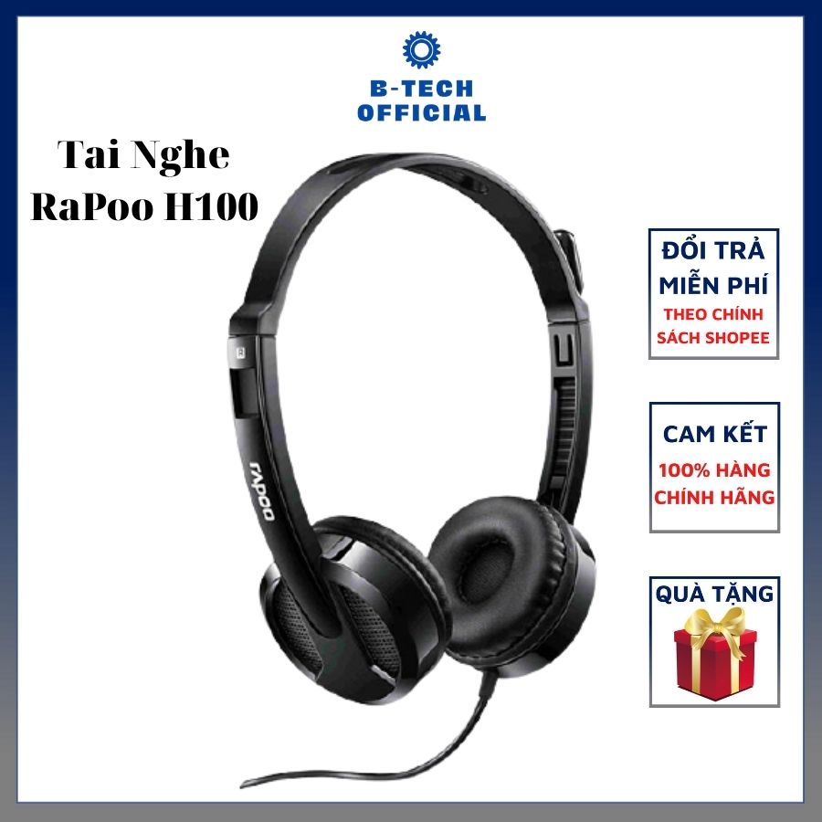 Tai nghe Rapoo H100 chụp tai có dây On-ear - Wired Stereo (Jack 3.5 laptop và jack av cho Pc) - Hàng chính hãng