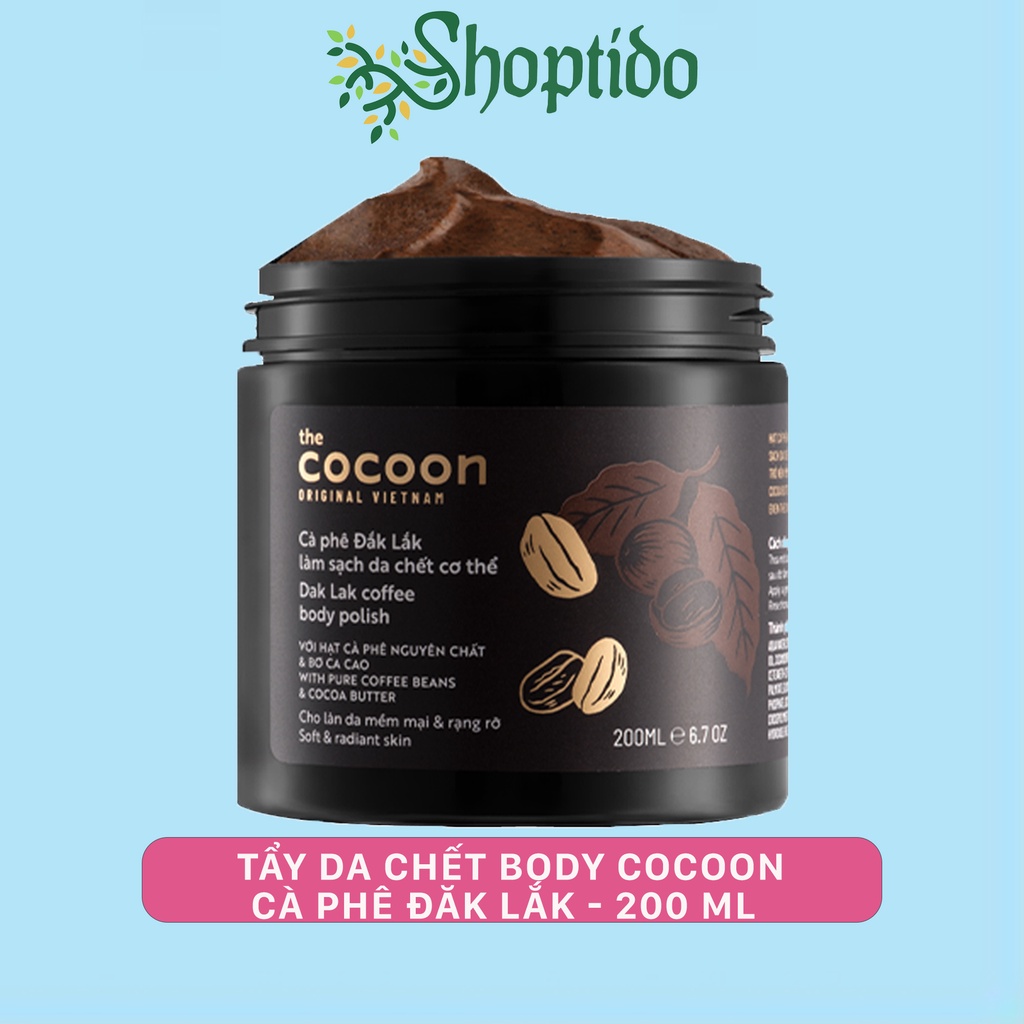 Tẩy da chết Cocoon dưỡng da làm sạch da chết từ cà phê Đắk Lắk 200 ml NPP Shoptido