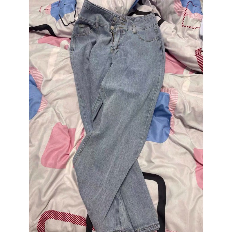 Quần Jean Ống Suông Cạp Cao Hack Dáng | BigBuy360 - bigbuy360.vn