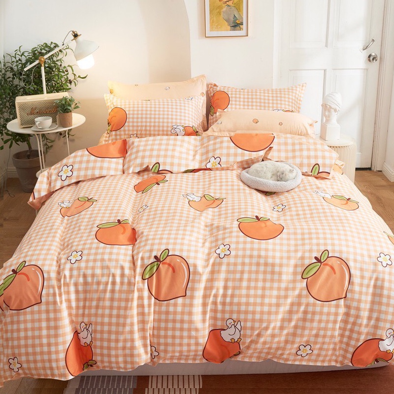 Bộ Chăn Ga Gối, Set Ga Gối Nệm Drap Nhiều Họa Tiết 1m2, 1m4, 1m6, 1m8, 2m2 Happy Bedding