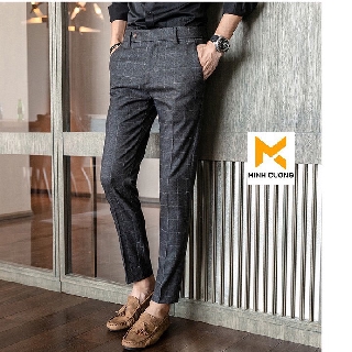 Quần âu nam kẻ caro Công sở chất cotton xịn chống nhăn, chống nóng, chống bám bụi MADE IN VIETNAM [VNXK] [XỊN XÒ]