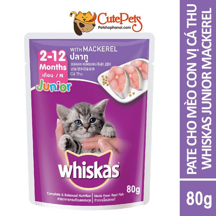 Pate mèo, Pate Whiskas gói 85g - Phụ kiện thú cưng Hà Nội