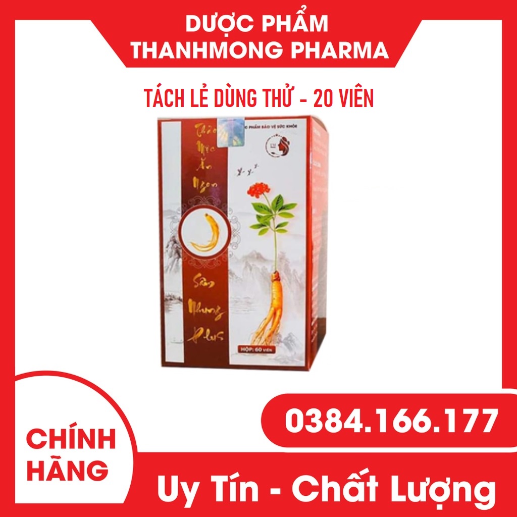 Viên Uống Thảo Mộc Tăng Cân Sâm Nhung Plus Hộp 60v 100% Chính Hãng - Từ 20 - 30 Viên dùng thử