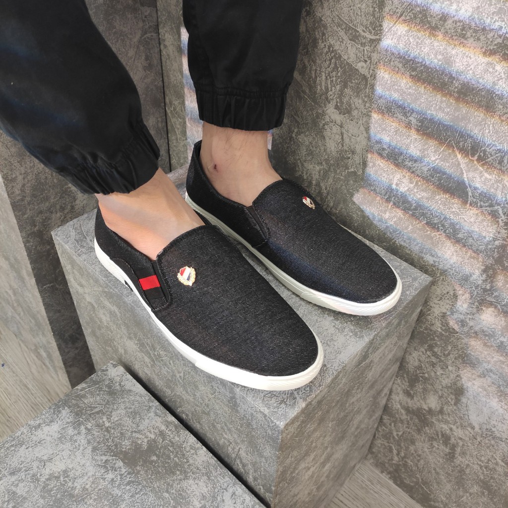 Giày lười vải nam đen đế trắng TL361 Shop Thành Long chuyên giày lười nam | BigBuy360 - bigbuy360.vn