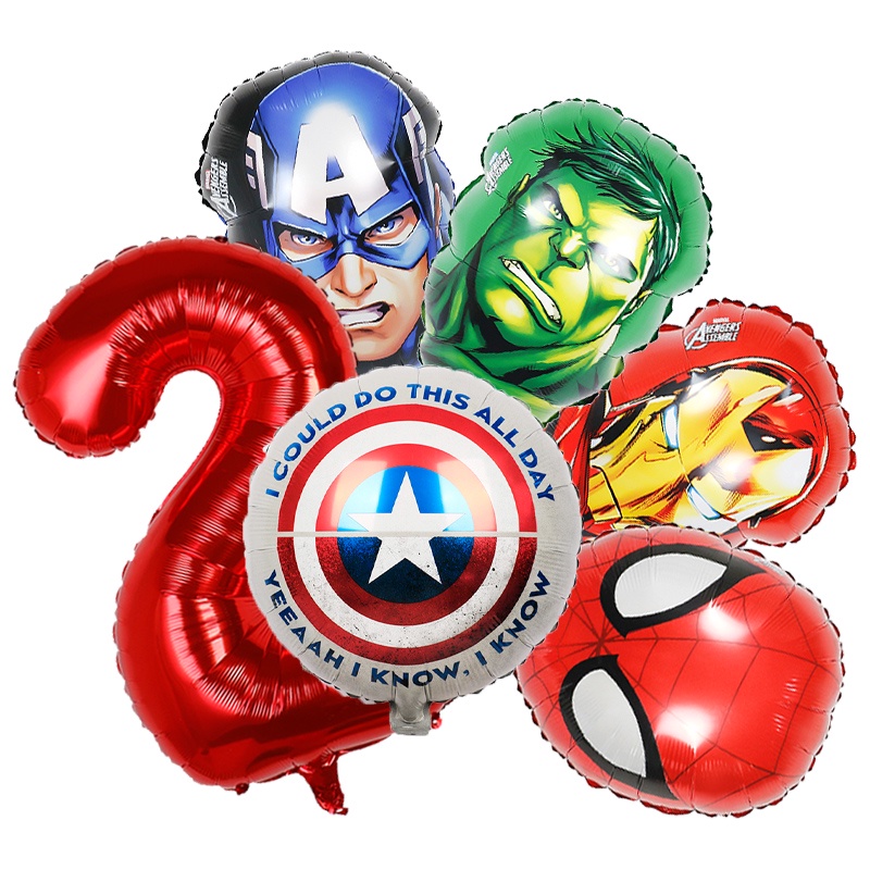 Set 6 Bong Bóng Lá Nhôm Hình Siêu Anh Hùng Marvel Avengers Trang Trí Tiệc Sinh Nhật Cho Bé