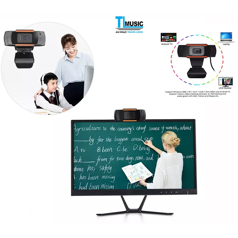 Webcam chất lượng cao full HD Kẹp 720P-1080 Màn Hình Tích Hợp Mic - Webcam Máy Tính Hỗ Trợ Học Trực Tuyến, để bàn