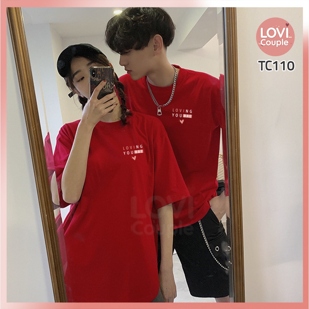 ÁO ĐÔI - Áo Thun Oversize Đỏ Dễ Thương TC110(kèm ảnh thật)