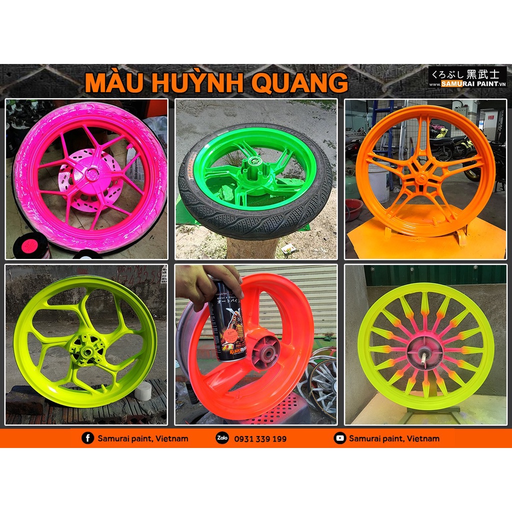 Combo sơn Samurai màu đỏ huỳnh quang 57**