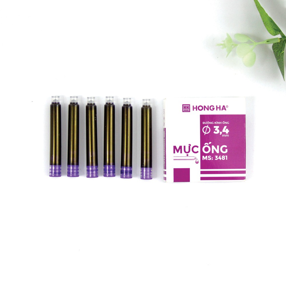 Hộp 6 Ống Mực Bút Máy [Tím,Xanh, Đen] Hồng Hà | MS3481