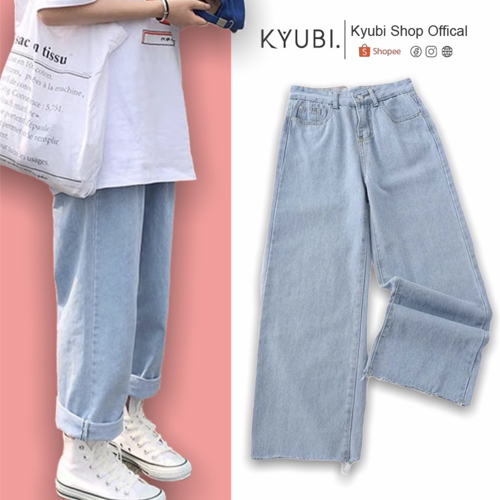 Quần Jeans Baggy Ống Rộng [ Nhạt _ Đậm ] - Kyubi BJR21