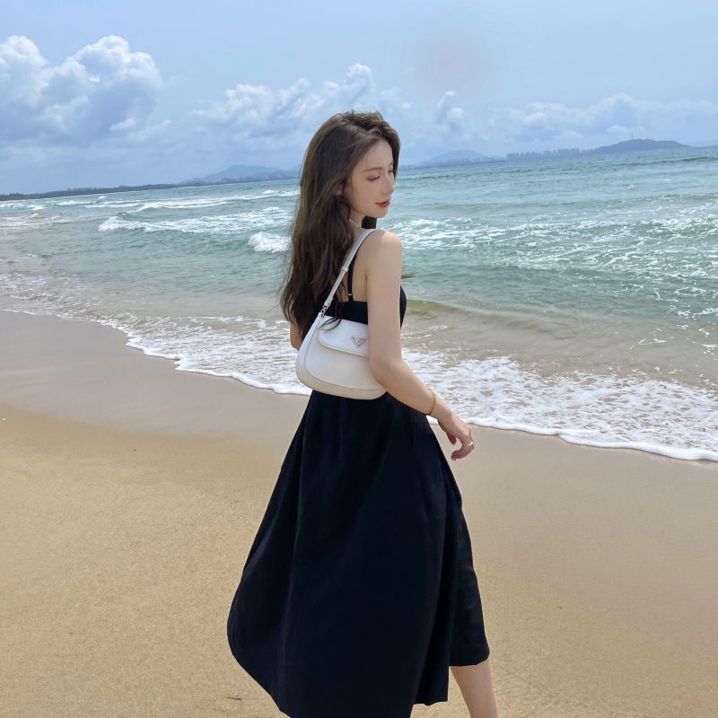 Đầm Màu Đen Cỡ Lớn Phối Khóa Kéo Phong Cách Hàn Quốc Thời Trang Cho Nữ