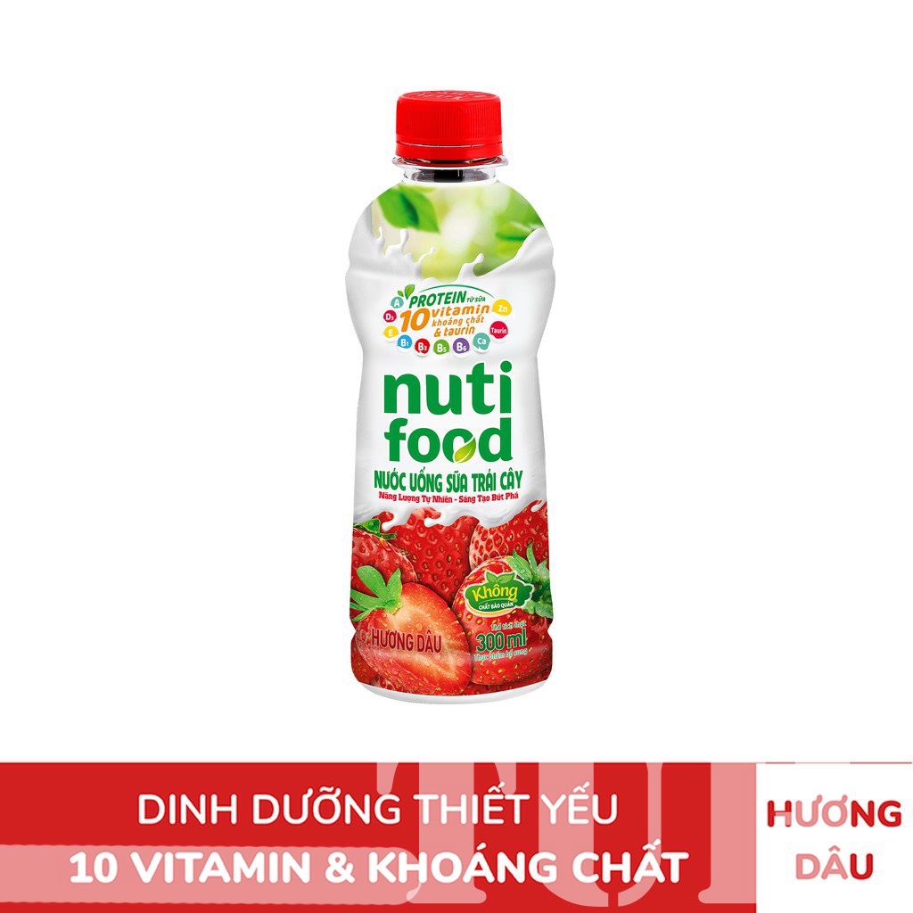 Lốc 6 Chai Nước Uống Sữa Trái Cây Hương Dâu Nutifood-TUH