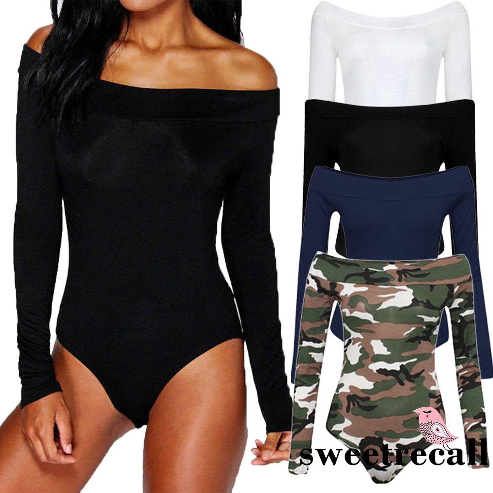 Áo liền quần trễ vai tay dài màu trơn thời trang cho nữ | BigBuy360 - bigbuy360.vn