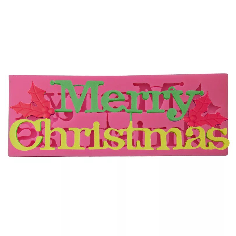 Khuôn rau câu 4D silicone Chữ Mery Christmas (Kích thước đọc mô tả)