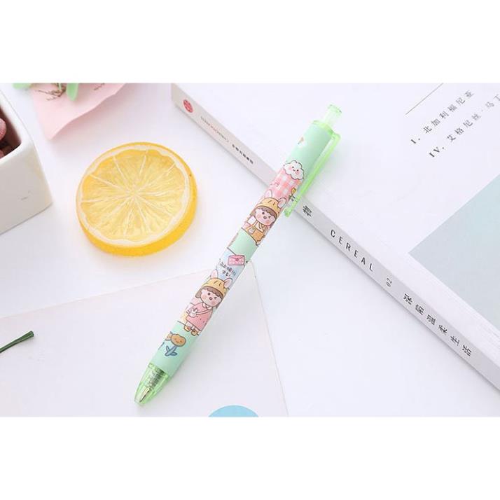Bút Gel Bấm Hình Cô Gái Mực Đen 0,5mm Dễ Thương H200