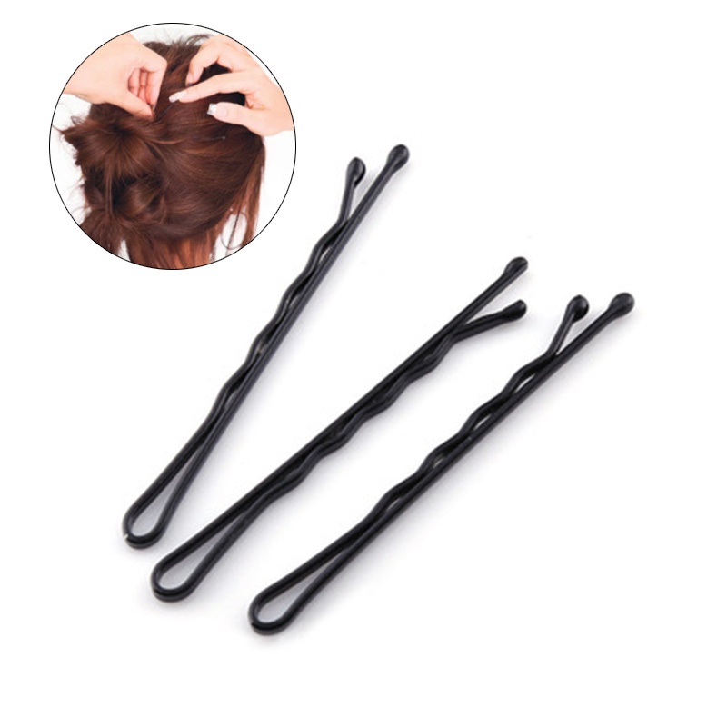 Bộ 5 Kẹp Tóc Kim Loại Màu Đen Hình Gợn Sóng Đơn Giản