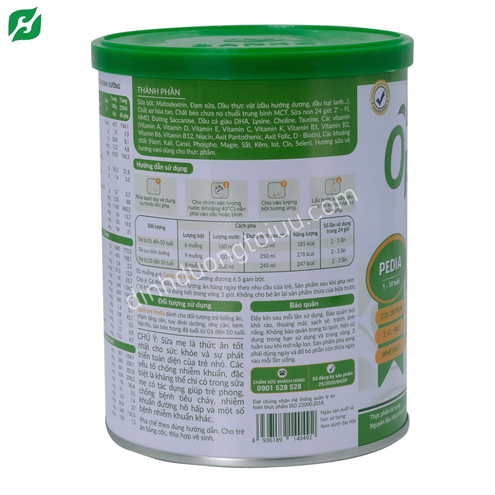 Sữa bột Opticare Pedia – Giúp bé tăng cân đều, hỗ trợ tiêu hóa (380gr/ 850gr)