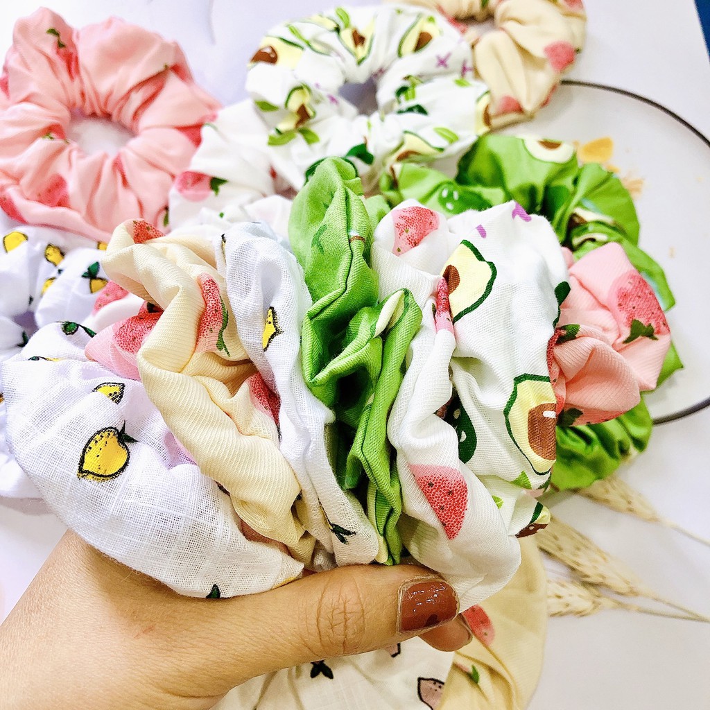 Cột Tóc Vải Scrunchies - Dây Buộc Tóc Scrunchies mẫu hoa quả