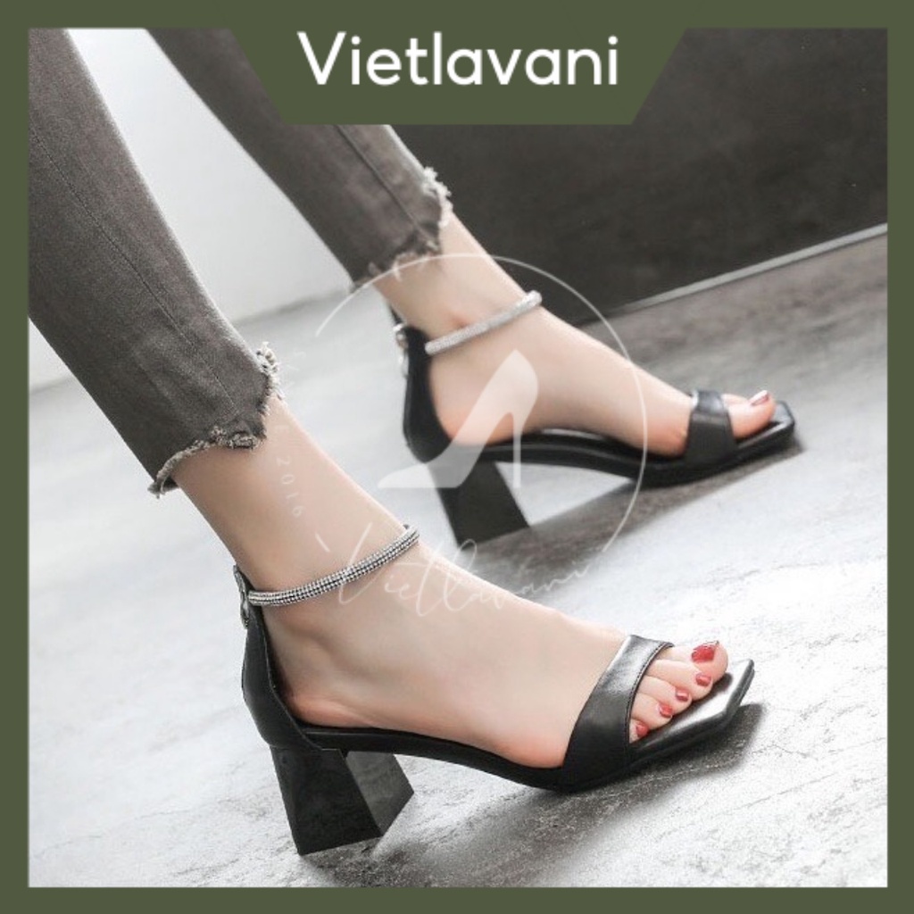 Giày sandal nữ Vietlavani mã S53 mũi vuông gót vuông cao 5cm hàng đẹp chuẩn form