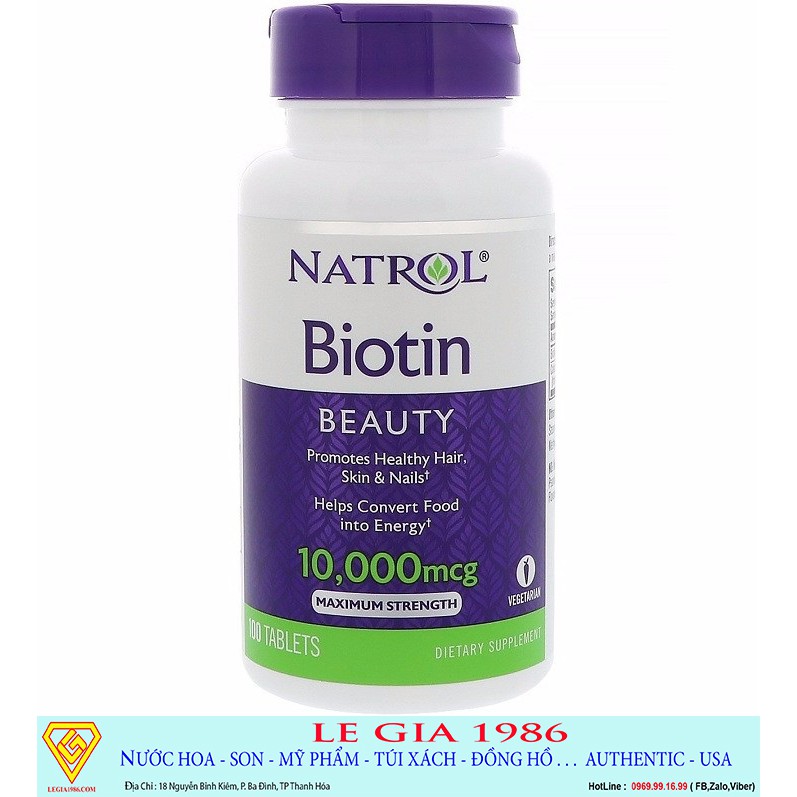 Viên Uống Natrol Biotin 10000 Mcg 100 Viên Của Mỹ - Biotin 10.000 mcg