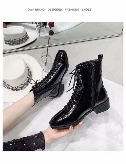CÓ SẴN ẢNH THẬT Boots bốt nữ da bóng da lì mờ cổ cao ôm buộc dây có khóa kéo cao cấp fullbox | BigBuy360 - bigbuy360.vn