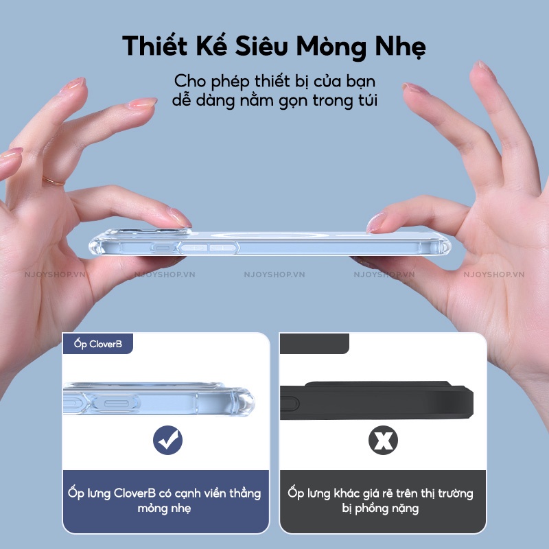 Ốp Lưng Trong Suốt Ultra Hybrid Magnetic Hỗ Trợ Sạc Không Dây Từ Tính Chống Sốc Bảo Vệ Camera 13 Pro Max Njoyshop