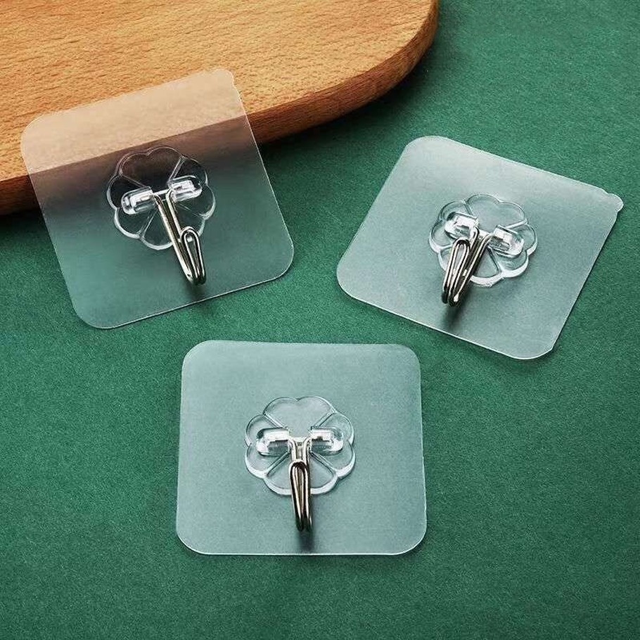 Móc Treo Đồ Dán Tường Trong Suốt Chống Nước Chống Dầu Không Đường May Tái Sử Dụng Được