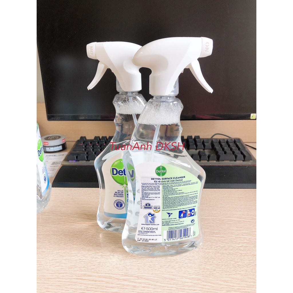 -CHAI XỊT VỆ SINH BỀ MẶT SÁT KHUẨN DETTOL. Hàng chính hãng DKSH Việt Nam.
