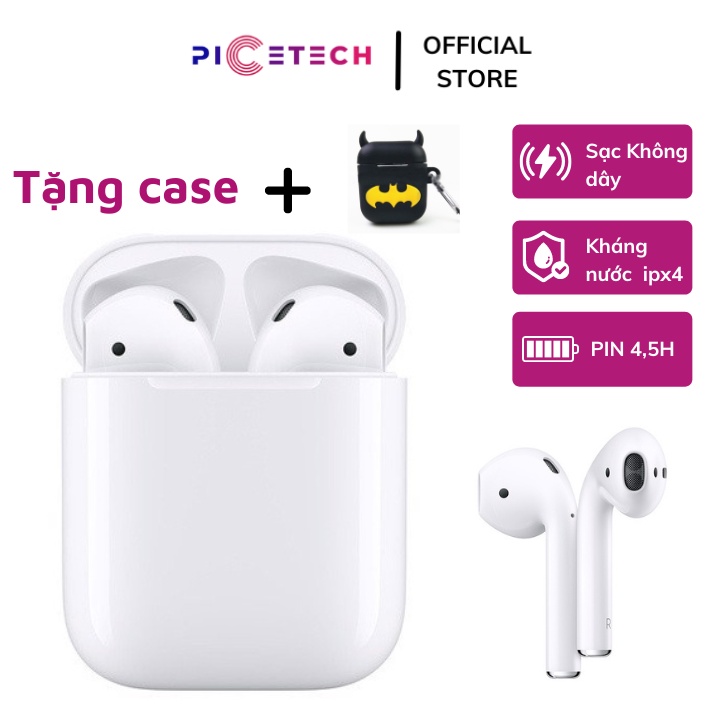 Tai Nghe ko dây Bluetooth TWS 2 PICETECH Đổi Tên,Đinh Vị,Sạc ko dây ( Tặng Case)