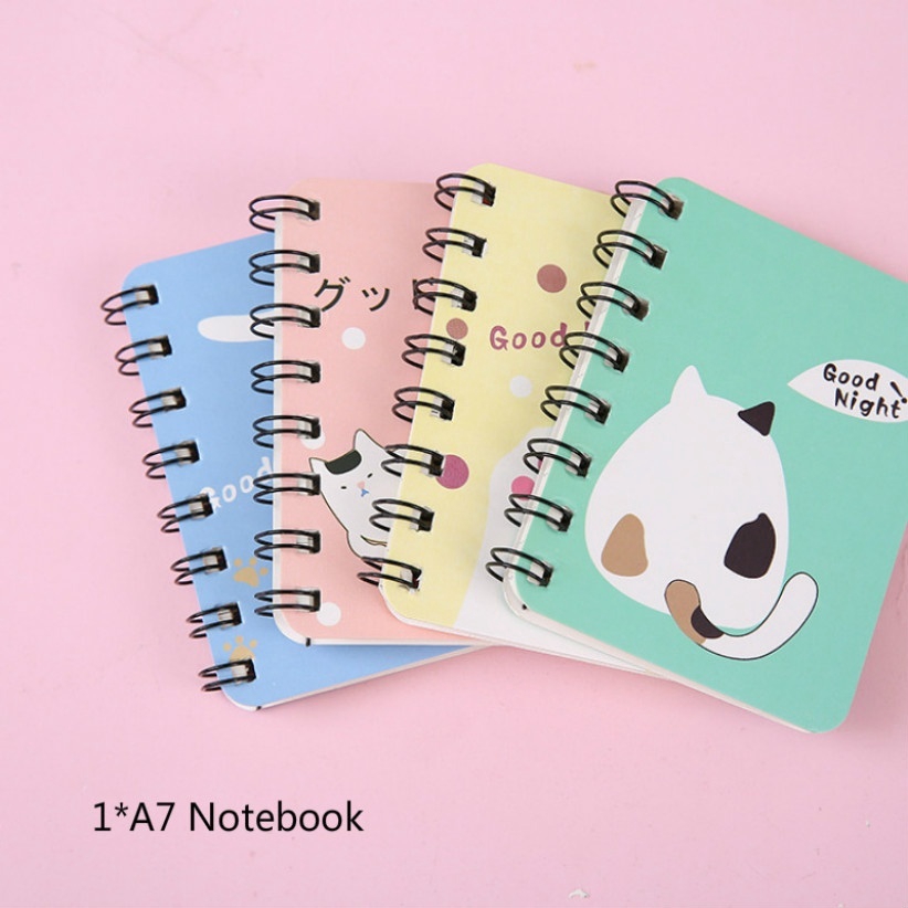 A7 1pc Mini Portable Cute Cartoon Pattern Coil Notebook Writing Pad for Student Gift School Office Supplies