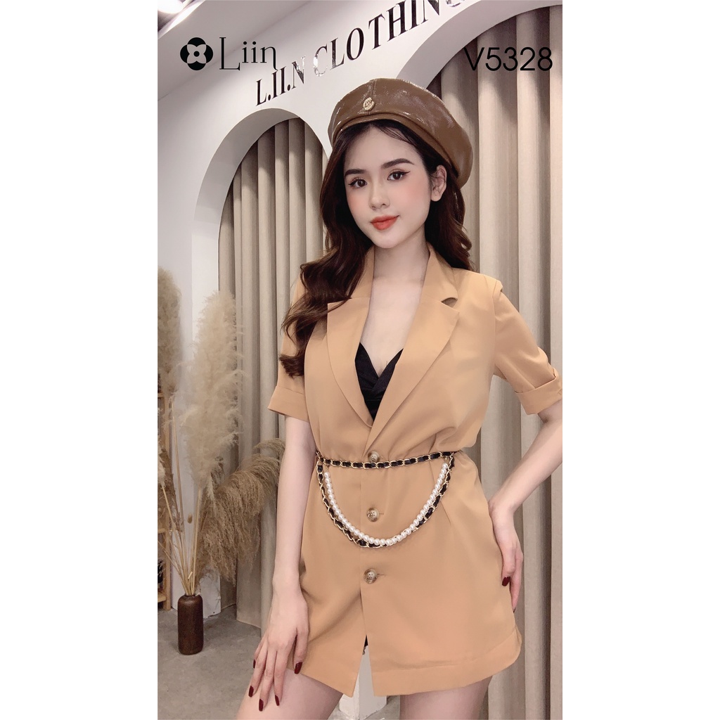 Áo Vest nữ màu Nâu Cộc tay kèm Dây đeo xinh xắn dễ mix đồ Liin Clothing V5328 | BigBuy360 - bigbuy360.vn