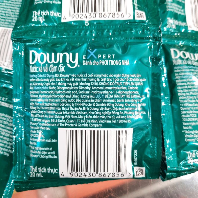 1 dây nước xả vải Downy Expert phơi trong nhà 10 gói