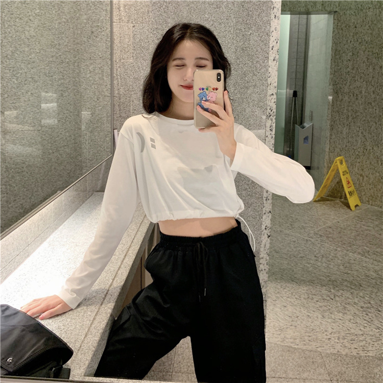 Korean luminous long sleeve T-shirt short casual T-shirt long sleeve top