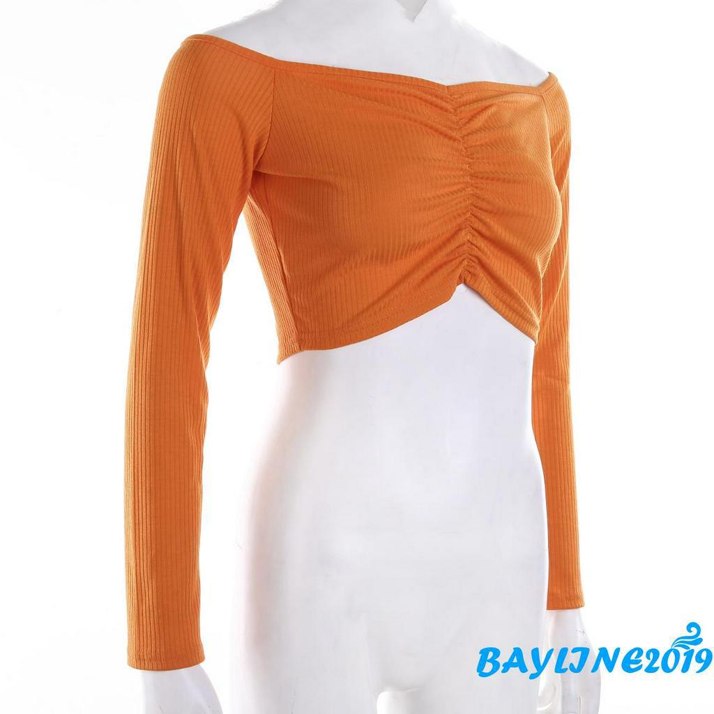 Áo Lửng Trễ Vai Dài Tay Quyến Rũ Dành Cho Nữ