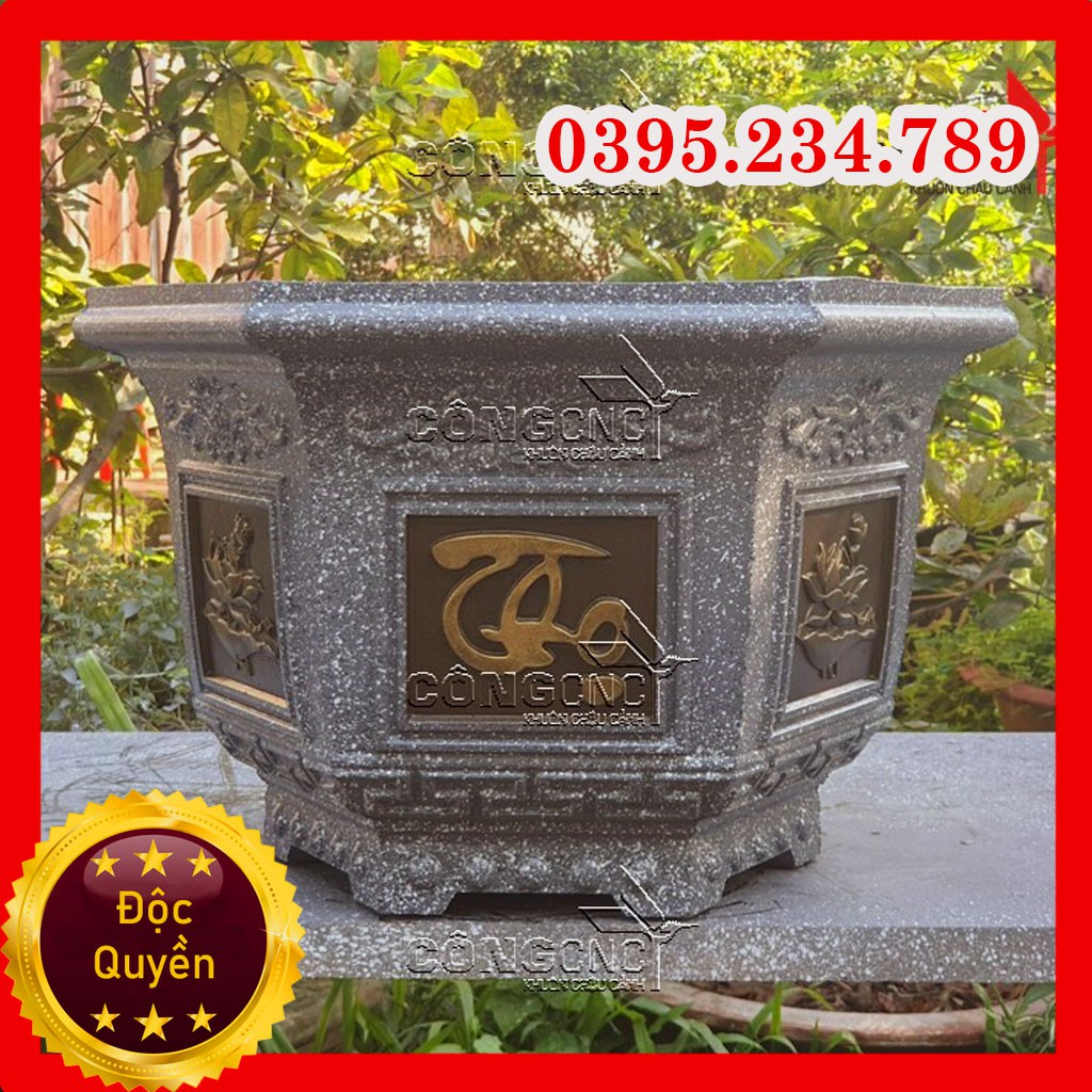 Khuôn Chậu Cảnh ABS Lục Giác 45 Hoa văn Sen - Phúc - Lộc Thọ đa dạng mẫu mã cho khách hàng chọn lựa