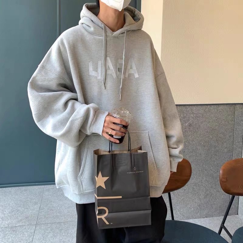 Áo khoác hoodie dáng rộng in chữ trẻ trung thời trang cho nam