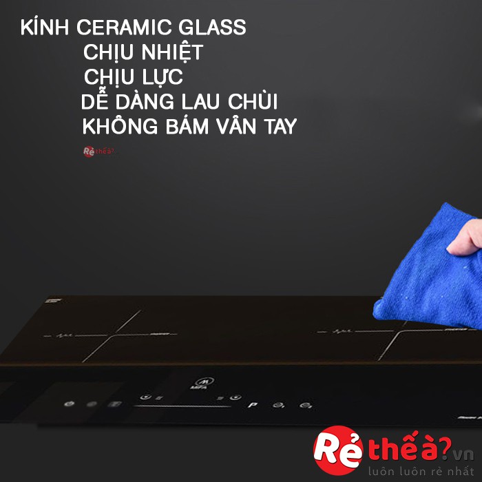 Bếp điện từ đôi lắp âm MIFA IH2-VA06 - Công nghệ Inverter tiết kiệm điện và Booster đun nấu siêu tốc - Tặng bộ nồi xịn