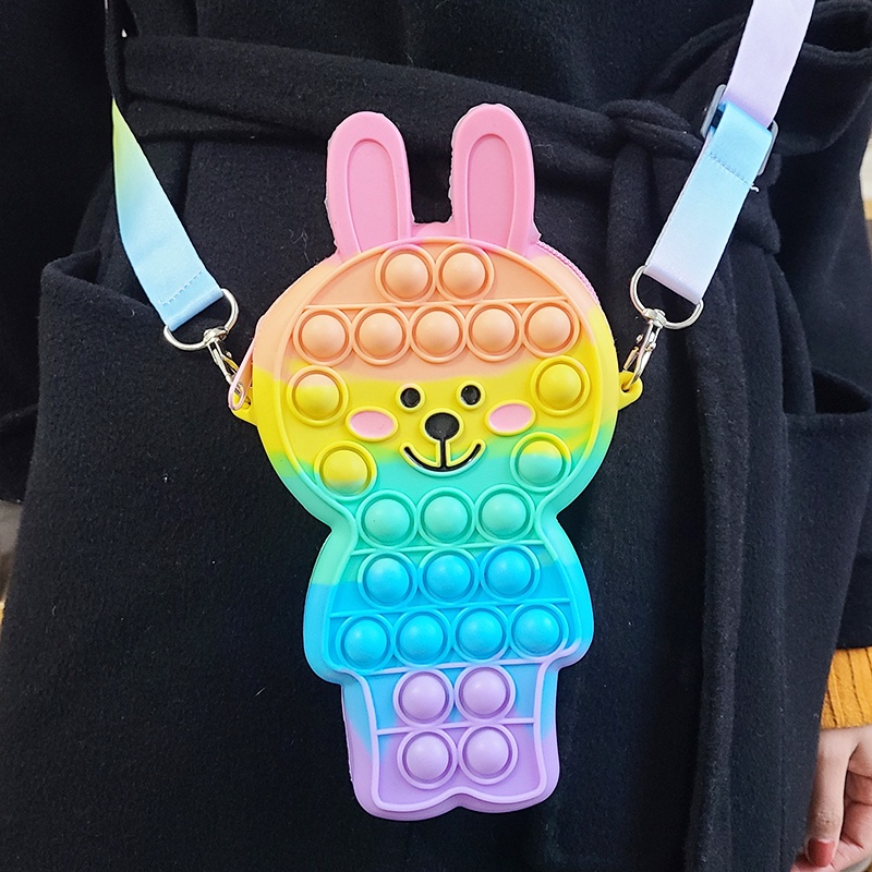 Mới Túi Đeo Chéo Hình Thỏ Con Bằng Silicon Đáng Yêu