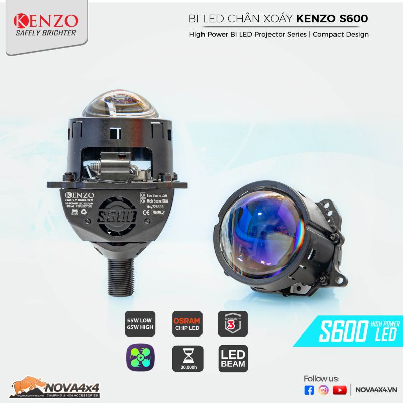 BI LED HIỆU SUẤT CAO KENZO S600 – THIẾT KẾ CHÂN XOÁY
