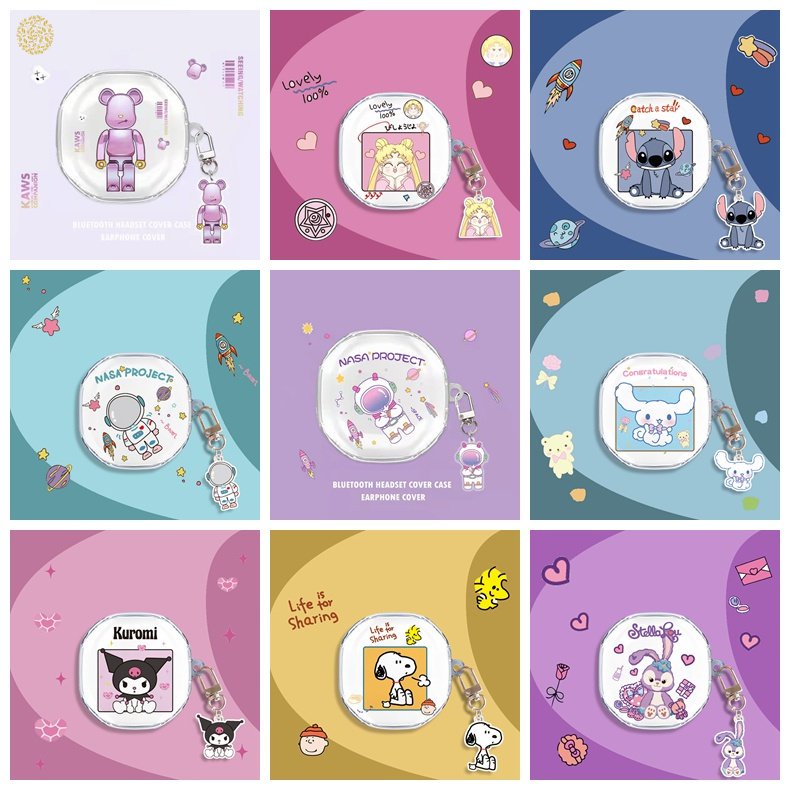 Vỏ Bảo Vệ Hộp Sạc Tai Nghe Airpods Bằng TPU Mềm Trong Suốt Họa Tiết Hoạt Hình Dễ Thương Kèm Móc Khóa Baseus Wm01 Tws